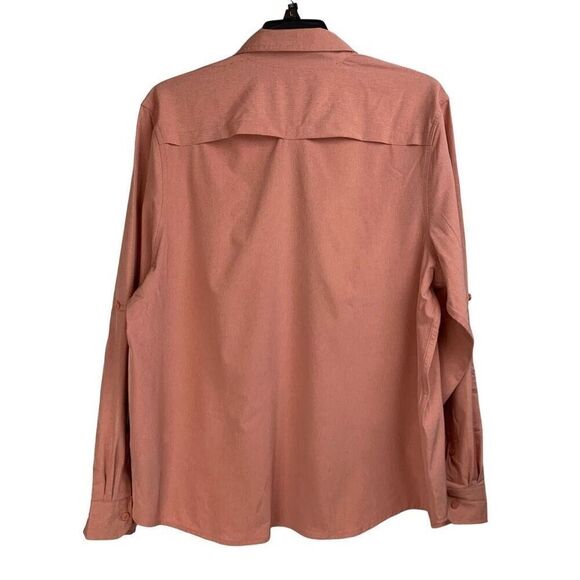 New XCaster By Tallwoods Peach Roll Tab Sleeve Quick Dry Button Polo Shirt Size - Picture 4 of 12